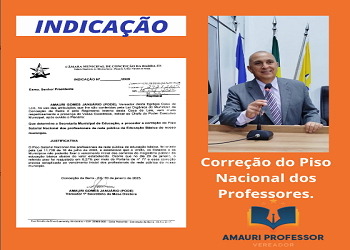 Aprovada a indicação do vereador Amauri que dispõe sobre a correção salarial do piso do magistério